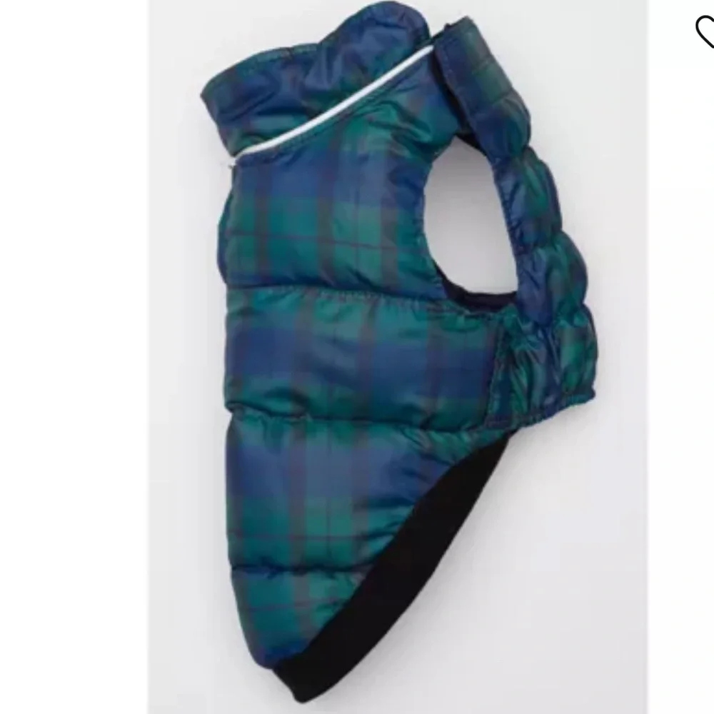 Hip Doggie Navy Plaid Flex-Fit Reversible Dog Coat size large SEE PHOTOS